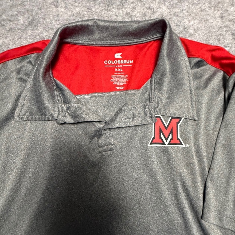 Colosseum Miami University Ohio Gray Mens Polo Shirt XXL Logo Short Sleeve